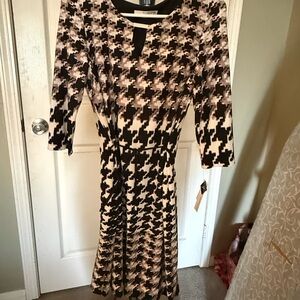 Sears Black and Cream Houndstooth Dress